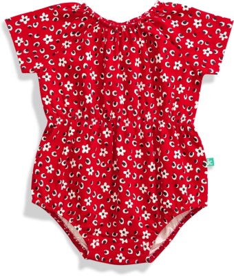 JusCubs Romper For Baby Girls Casual Floral Print Pure Cotton(Red, Pack of 1)