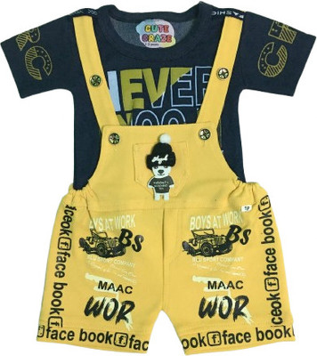 cute crage Dungaree For Baby Boys & Baby Girls Casual Self Design Polycotton(Blue, Pack of 1)