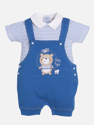 BabyGo Dungaree For Baby Boys & Baby Girls Casual Solid Pure Cotton(Blue, Pack of 1)