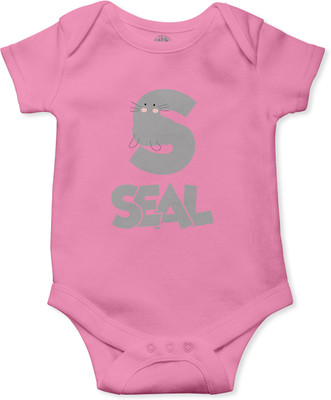 THE PRINT PLATTER Romper For Baby Boys & Baby Girls Graphic Print Pure Cotton(Pink, Pack of 1)