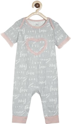 MINI KLUB Romper For Baby Girls Casual Printed Pure Cotton(Grey, Pack of 1)