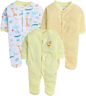 MAHADEV Romper For Baby Boys & Baby Girls Casual Printed Cotton Blend(Multicolor, Pack of 3)