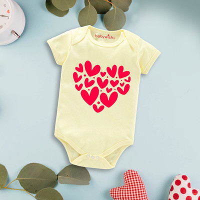 Babywish Romper For Baby Boys & Baby Girls Casual Printed Cotton Blend(Yellow, Pack of 1)