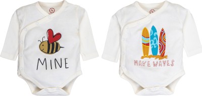 The cotton Baby Romper For Baby Boys & Baby Girls Graphic Print Pure Cotton(White, Pack of 2)