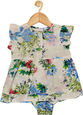 CREATIVE KID'S Romper For Baby Girls Casual Printed Pure Cotton(White, Pack of 1)