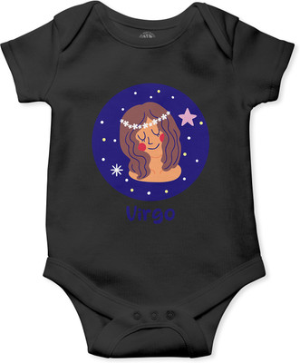 THE PRINT PLATTER Romper For Baby Boys & Baby Girls Printed Pure Cotton(Black, Pack of 1)