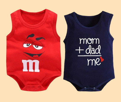 psv fashion Romper For Baby Boys & Baby Girls Casual Printed Pure Cotton(Multicolor, Pack of 2)