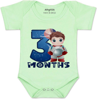 ARVESA Romper For Baby Boys & Baby Girls Printed Cotton Blend(Light Green, Pack of 1)