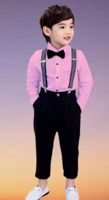 purplesky Boys & Girls Party(Festive) Shirt Pant, Suspenders, Bow Tie(Pink)