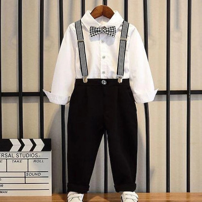 KRIYU CREATION Dungaree For Boys Party Solid Cotton Blend(White, Pack of 1)