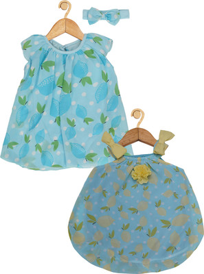 CREATIVE KID'S Romper For Baby Girls Casual Printed Polyester(Light Blue, Pack of 1)