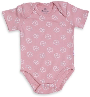 Masterpiece Romper For Baby Boys & Baby Girls Floral Print Pure Cotton(Pink, Pack of 1)