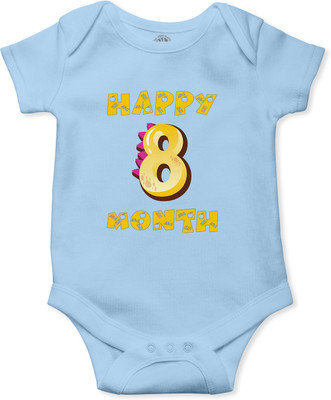 THE PRINT PLATTER Romper For Baby Boys & Baby Girls Graphic Print Pure Cotton(Light Blue, Pack of 1)
