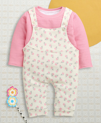 BUMZEE Romper For Baby Girls Casual Floral Print Polyester(Pink, Pack of 1)