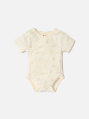 GIGGLES by Babyshop Romper For Baby Boys Casual Animal Print Pure Cotton(Beige, Pack of 1)