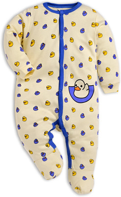 Dear to dad Romper For Baby Boys & Baby Girls Casual Printed Pure Cotton(Yellow, Pack of 1)