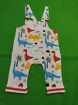 Barsa Dungaree For Baby Boys Casual Animal Print Cotton Blend(White, Pack of 1)