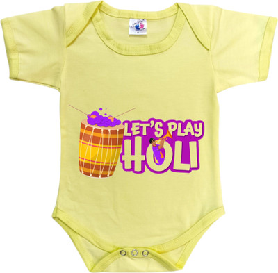 Cute Palls Romper For Baby Boys & Baby Girls Casual Printed Cotton Blend(Yellow, Pack of 1)