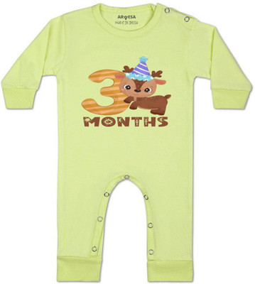 ARVESA Romper For Baby Boys & Baby Girls Printed Cotton Blend(Green, Pack of 1)