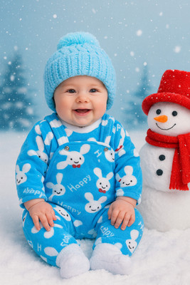 AFNAN MULTI BRAND Dungaree For Baby Boys & Baby Girls Self Design Wool Blend(Blue, Pack of 1)