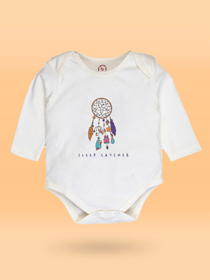 The cotton Baby Romper For Baby Boys & Baby Girls Casual Graphic Print Pure Cotton(White, Pack of 1)