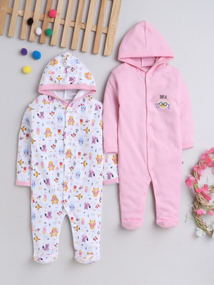 Mahadev Impex Romper For Baby Boys & Baby Girls Casual Solid Pure Cotton(Pink, Pack of 2)