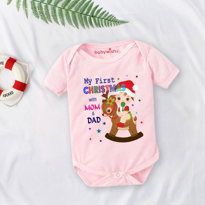 Babywish Romper For Baby Boys & Baby Girls Casual Graphic Print Cotton Blend(Pink, Pack of 1)