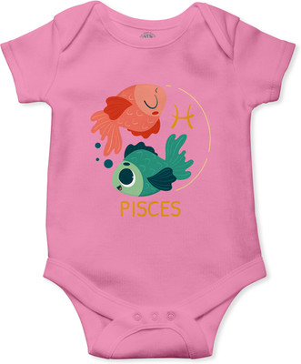 THE PRINT PLATTER Romper For Baby Boys & Baby Girls Graphic Print Pure Cotton(Pink, Pack of 1)