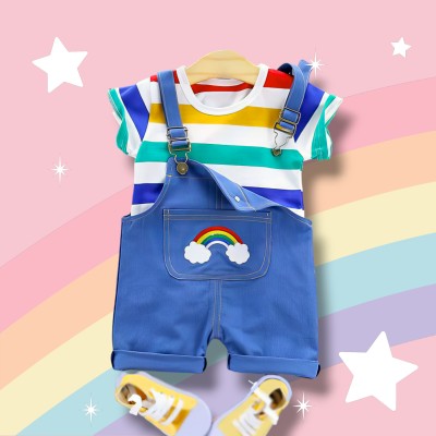 LIMITED EDITION PRIME Dungaree For Baby Boys & Baby Girls Party Striped Cotton Blend(Blue, Pack of 1)