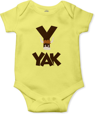 THE PRINT PLATTER Romper For Baby Boys & Baby Girls Graphic Print Pure Cotton(Yellow, Pack of 1)