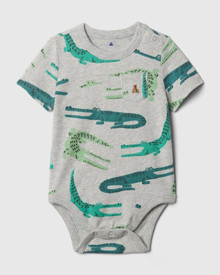 GAP Romper For Baby Boys & Baby Girls Casual Printed Pure Cotton(Grey, Pack of 1)