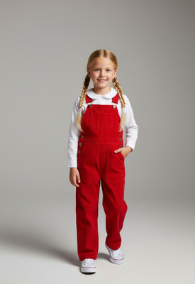 Cherry Crumble by Nitt Hyman Dungaree For Girls Casual Solid Cotton Blend(Red, Pack of 1)