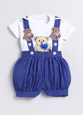 Miss & Chief Dungaree For Baby Boys & Baby Girls Casual Printed Cotton Blend(Blue, Pack of 1)