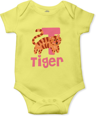 THE PRINT PLATTER Romper For Baby Boys & Baby Girls Graphic Print Pure Cotton(Yellow, Pack of 1)