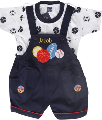 PSFLY KIDS Dungaree For Baby Girls Casual Printed Cotton Blend(Black, Pack of 1)