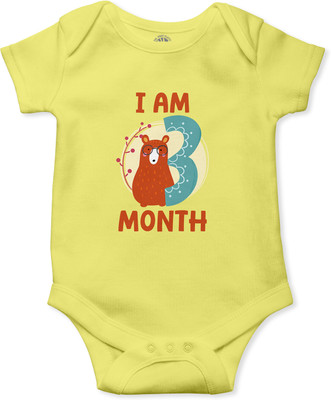 THE PRINT PLATTER Romper For Baby Boys & Baby Girls Printed Pure Cotton(Yellow, Pack of 1)