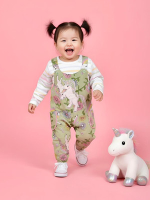 BABY'S DAY Romper For Baby Girls Casual Printed Cotton Blend(Green, Pack of 1)