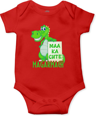 swaggers Romper For Baby Boys & Baby Girls Casual Graphic Print Cotton Blend(Red, Pack of 1)