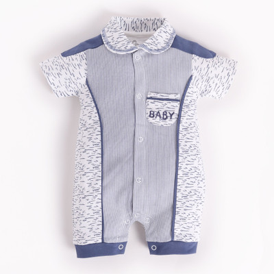 BabyGo Romper For Baby Boys Casual Printed Pure Cotton(Blue, Pack of 1)