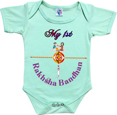 Cute Palls Romper For Baby Boys & Baby Girls Casual Graphic Print Cotton Blend(Green, Pack of 1)