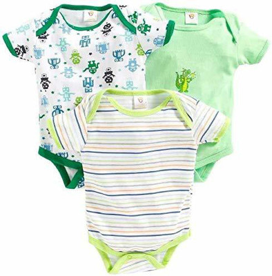 SMILEY APPU CLOTHING Romper For Baby Boys Casual Printed Pure Cotton(Multicolor, Pack of 3)