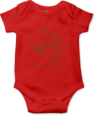 THE PRINT PLATTER Romper For Baby Boys & Baby Girls Graphic Print Pure Cotton(Red, Pack of 1)