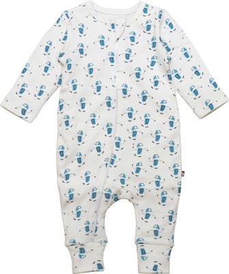 nino bambino Romper For Baby Boys & Baby Girls Casual Printed Cotton Blend(Light Blue, Pack of 1)