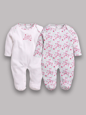 BabyGo Romper For Baby Boys & Baby Girls Casual Printed Pure Cotton(Orange, Pack of 2)