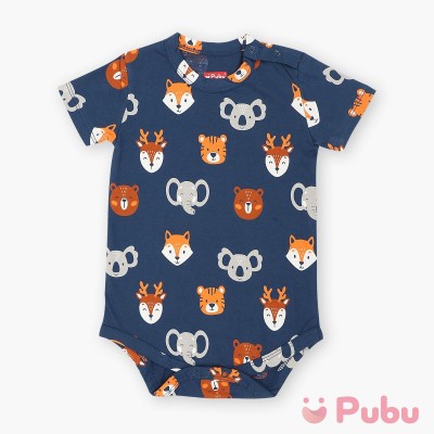 Pubu Romper For Baby Boys & Baby Girls Casual Printed Pure Cotton(Dark Blue, Pack of 1)