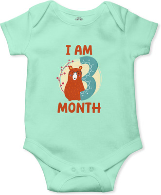 THE PRINT PLATTER Romper For Baby Boys & Baby Girls Printed Pure Cotton(Light Green, Pack of 1)