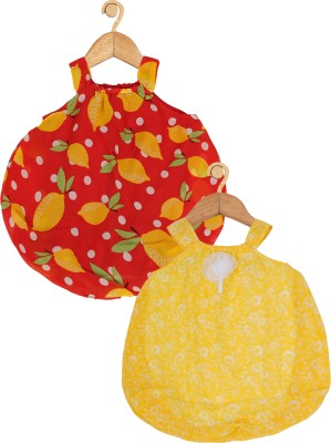 CREATIVE KID'S Romper For Baby Girls Casual Printed Polyester(Yellow, Pack of 1)