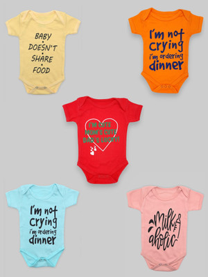 MISVI Romper For Baby Boys & Baby Girls Casual Printed Cotton Blend(Multicolor, Pack of 5)