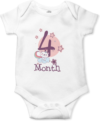 THE PRINT PLATTER Romper For Baby Boys & Baby Girls Graphic Print Pure Cotton(White, Pack of 1)