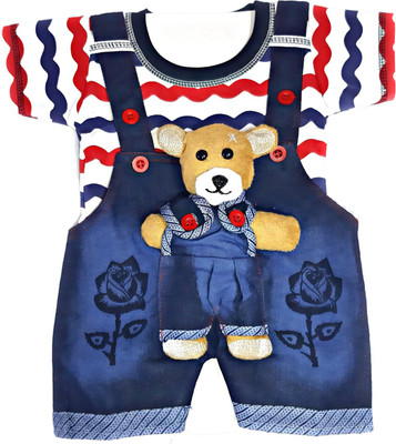 EssCubes Enterprise Dungaree For Baby Boys & Baby Girls Casual Printed Denim(Multicolor, Pack of 1)